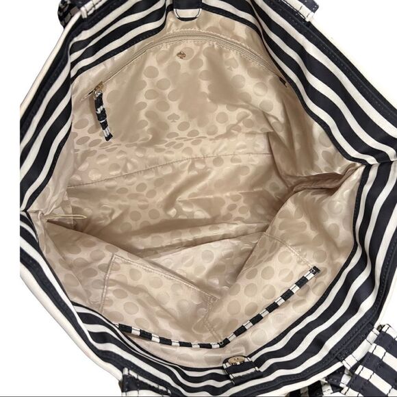 KATE SPADE NEW YORKBarbara Flatiron Nylon Bag Black White Stripe - Picture 6 of 13